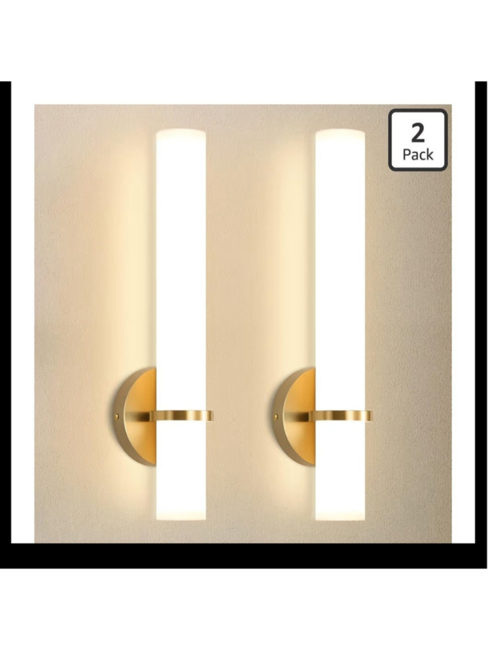 LED Dimmable Wall Sconce 2-Pack 16W 3000K Warm White Antique Gold Hardwired
